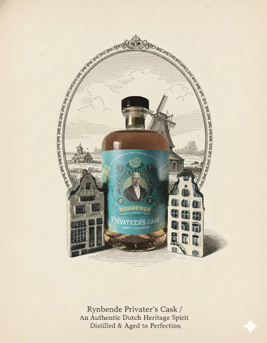 Rynbende Privateer's cask next to KLM houses inside a painting